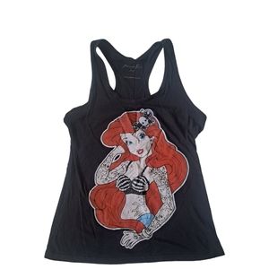 Tattoed goth little Mermaid racerback tank large